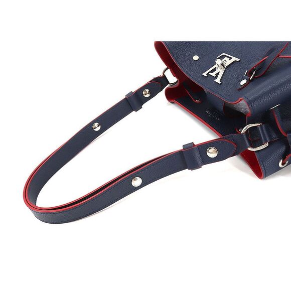 Louis Vuitton LockMe Bucket Shoulder Bag Leather Marine Rouge - Picture 4 of 7